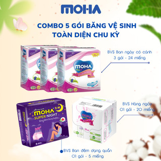 Combo tiết kiệm: 3 gói MOHA plus cánh, 1 gói hàng ngày, 1 gói ban đêm dạng quần 5M