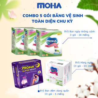 Combo tiết kiệm: 3 gói MOHA plus không cánh, 1 gói hàng ngày, 1 gói ban đêm dạng quần 5M