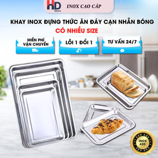 Một Khay inox đựng thức ăn,mâm cơm sâu 4.8cm,khay trà