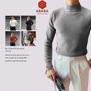 Áo len nam cổ 5p cao cấp hàng dày đẹp, len cổ cao nam dày - ABA-5PLAC