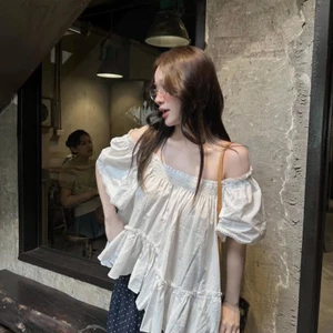 Áo babydoll trễ vai tay phồng phối ren Lira ୨୧ by Vintagevibes.