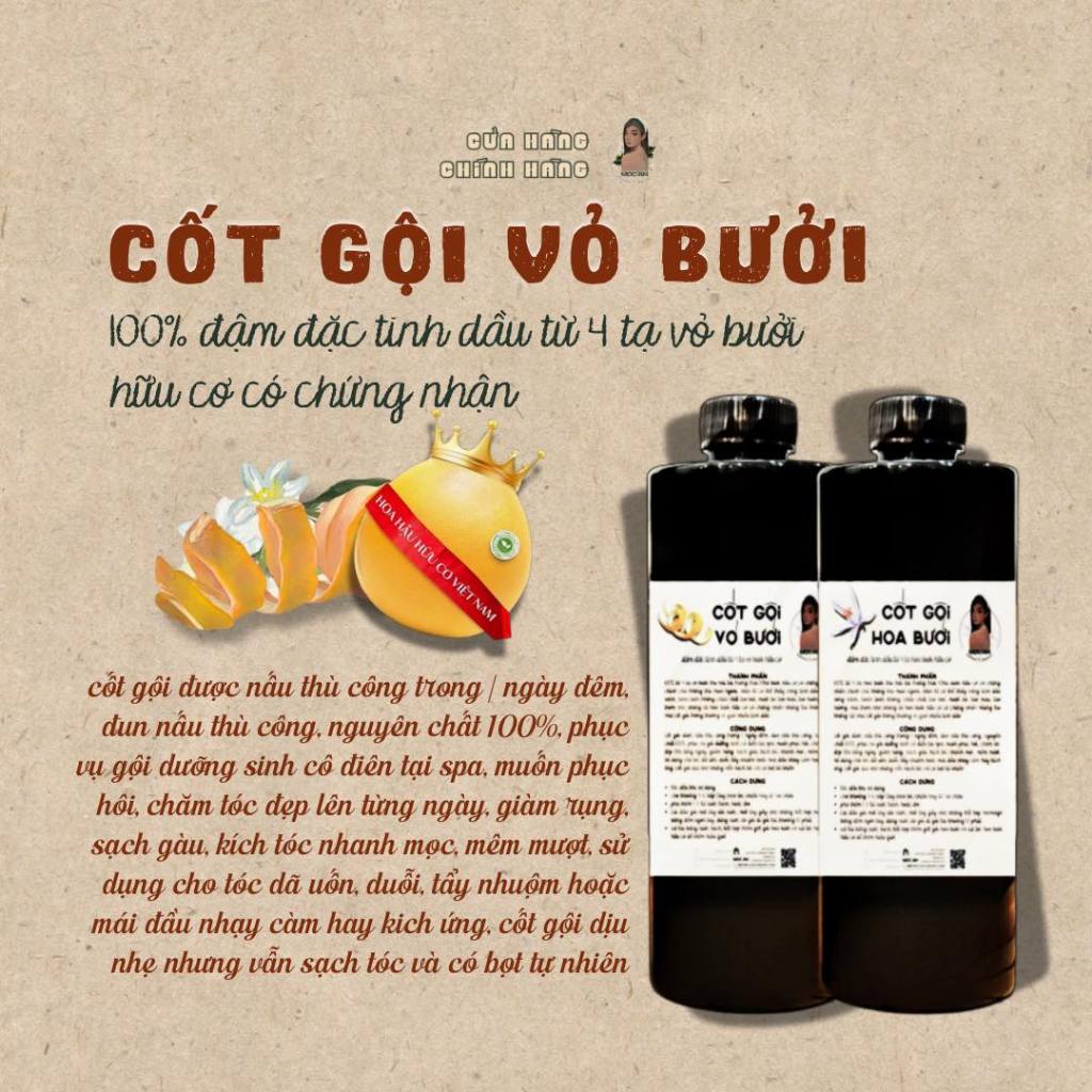[𝟭𝟬𝗵𝗮 𝒃ư𝒐̛̉𝒊 𝒉𝒖̛̃𝒖 𝒄𝒐̛] CỐT GỘI HOA VỎ BƯỞI HỮU CƠ - không có bảo quản - gội rít - không có bọt - dùng tráng tóc sau gội