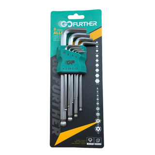 Bộ lục giác tiêu chuẩn đầu bi, đầu bông 9 món thép Chrome Vanadium siêu cứng vặn sửa chữa hàng ngày