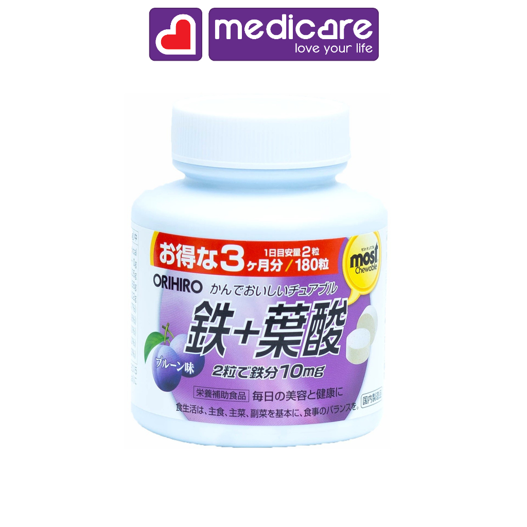 Viên nhai ORIHIRO bổ sung sắt acid folic lọ 180 viên