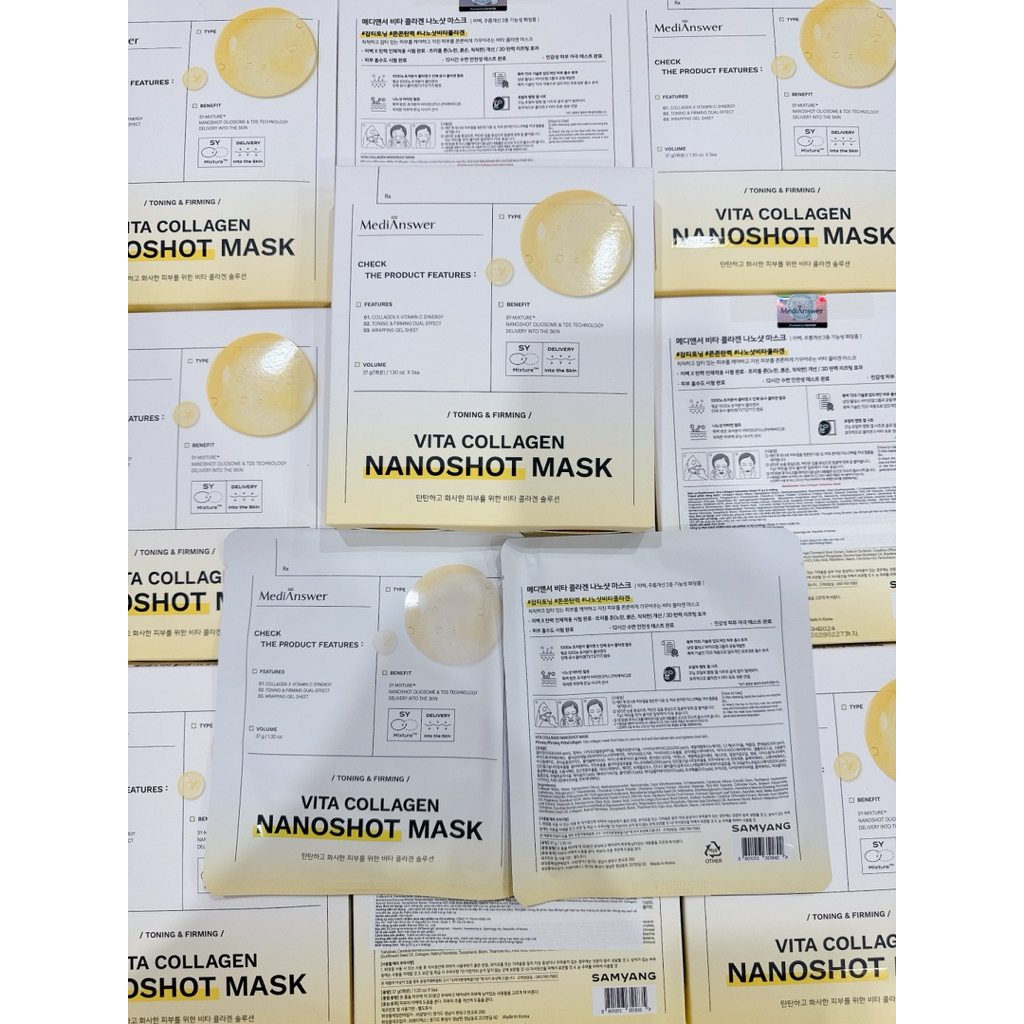Mặt nạ MediAnswer Vita Collagen Mask (5P)_YELLOW - hạn 2028 Hàn Quốc mặt nạ thạch vàng medianswer  IS161