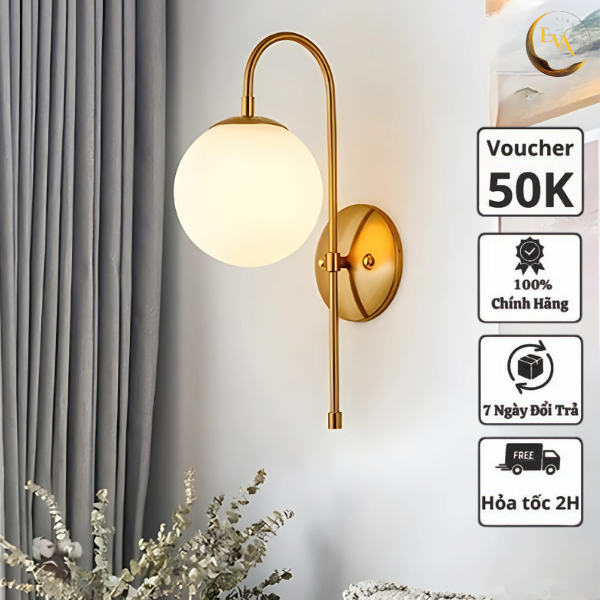 Đèn tường decor phòng khách, phòng ngủ EVA W5023 phong cách hiện đại bóng E14 D150mm bảo hành 12 tháng