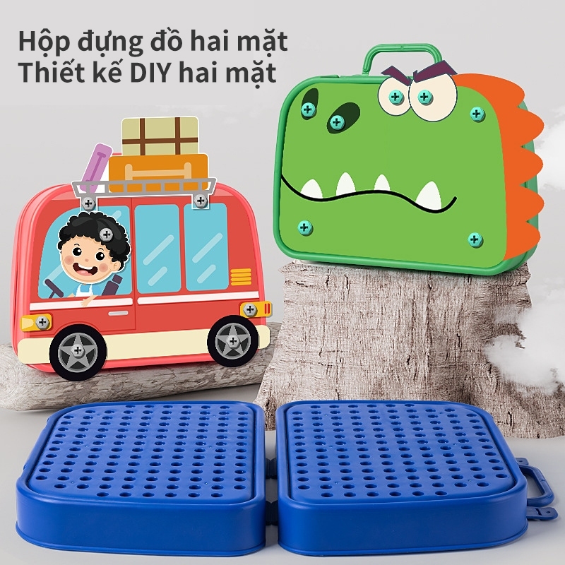 Đồ Chơi Kĩ Sư Lắp Ráp Kèm Khoan Điện Đồ Chơi Vặn Ốc Vít Cho Bé Từ 3 Tuổi Đồ Chơi Hộp Vít Lắp Ráp Dụng Cụ-PUPU HOUSE