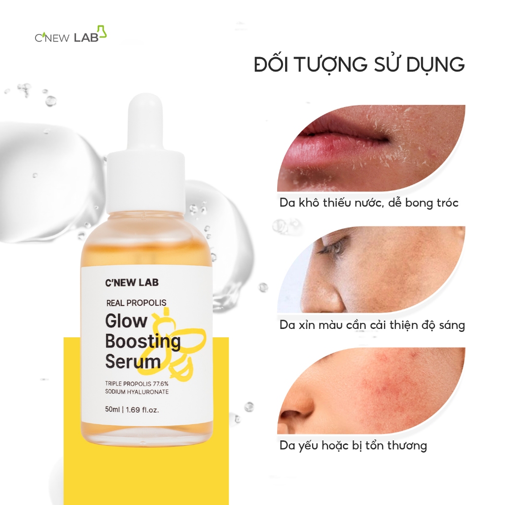 COMBO Serum keo ong 50ml và Toner Pad Exosome chiết xuất diếp cá hộp 70 miếng C'New Lab