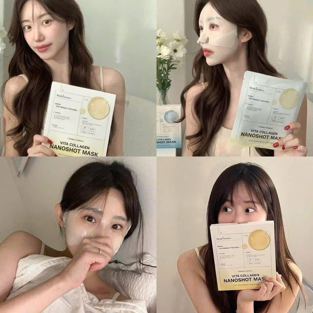 Mặt nạ MediAnswer Vita Collagen Mask (5P)_YELLOW - hạn 2028 Hàn Quốc mặt nạ thạch vàng medianswer  IS161