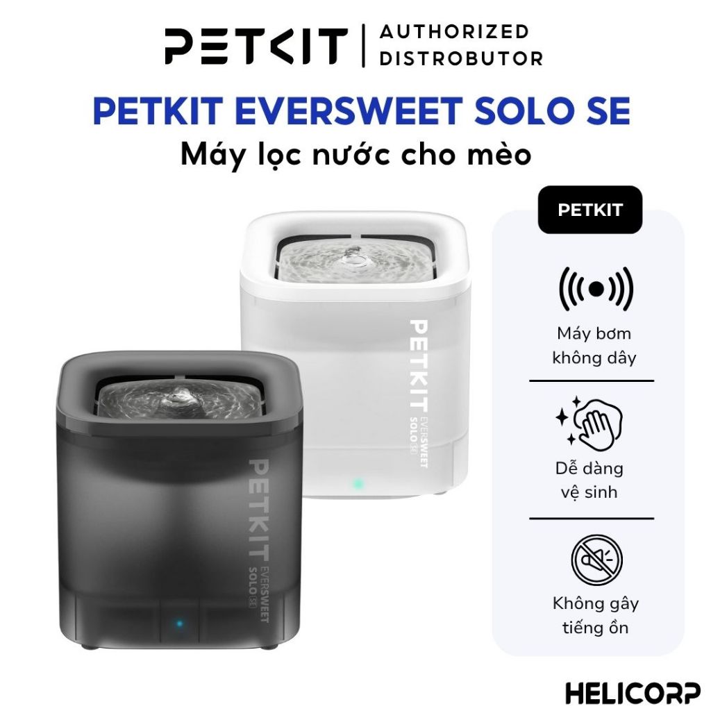 Đài Phun Nước Cho Chó, Cho Mèo Bơm Không Dây Petkit Eversweet Solo SE, Máy Lọc Nước Cho Chó Mèo  - HeLiCorp