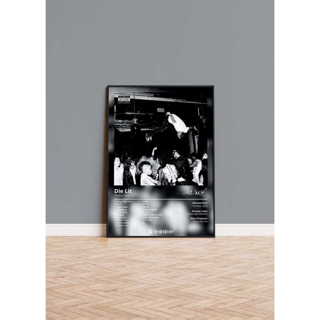 Playboi Carti, Post Malone - Poster Album Âm Nhạc Có Khung Treo Tường Decor Phòng Khách Phòng Ngủ Không Gian Làm Việc