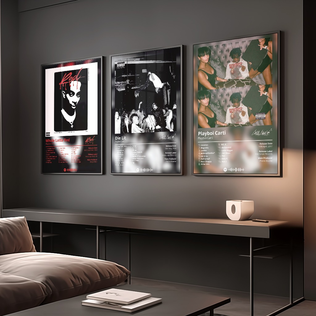 Playboi Carti, Post Malone - Poster Album Âm Nhạc Có Khung Treo Tường Decor Phòng Khách Phòng Ngủ Không Gian Làm Việc