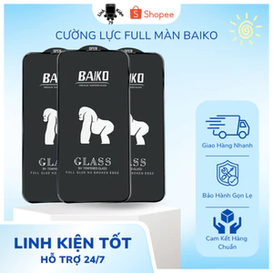 Kính Cường Lực Full Màn Baiko GLASS Tự Dán Màn Hình ip 8 x xr 11 12 13 14 15 15 pro max