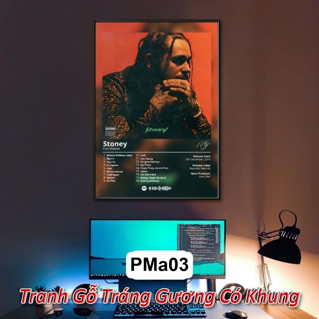 Playboi Carti, Post Malone - Poster Album Âm Nhạc Có Khung Treo Tường Decor Phòng Khách Phòng Ngủ Không Gian Làm Việc