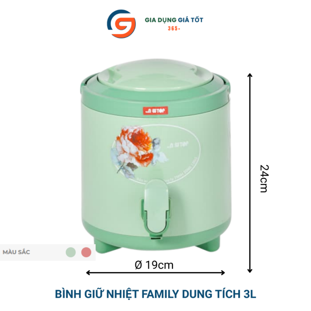 Bình giữ nhiệt có vòi Song Long 3 lít có quai xách, giữ lạnh tốt cho gia đình, quán ăn