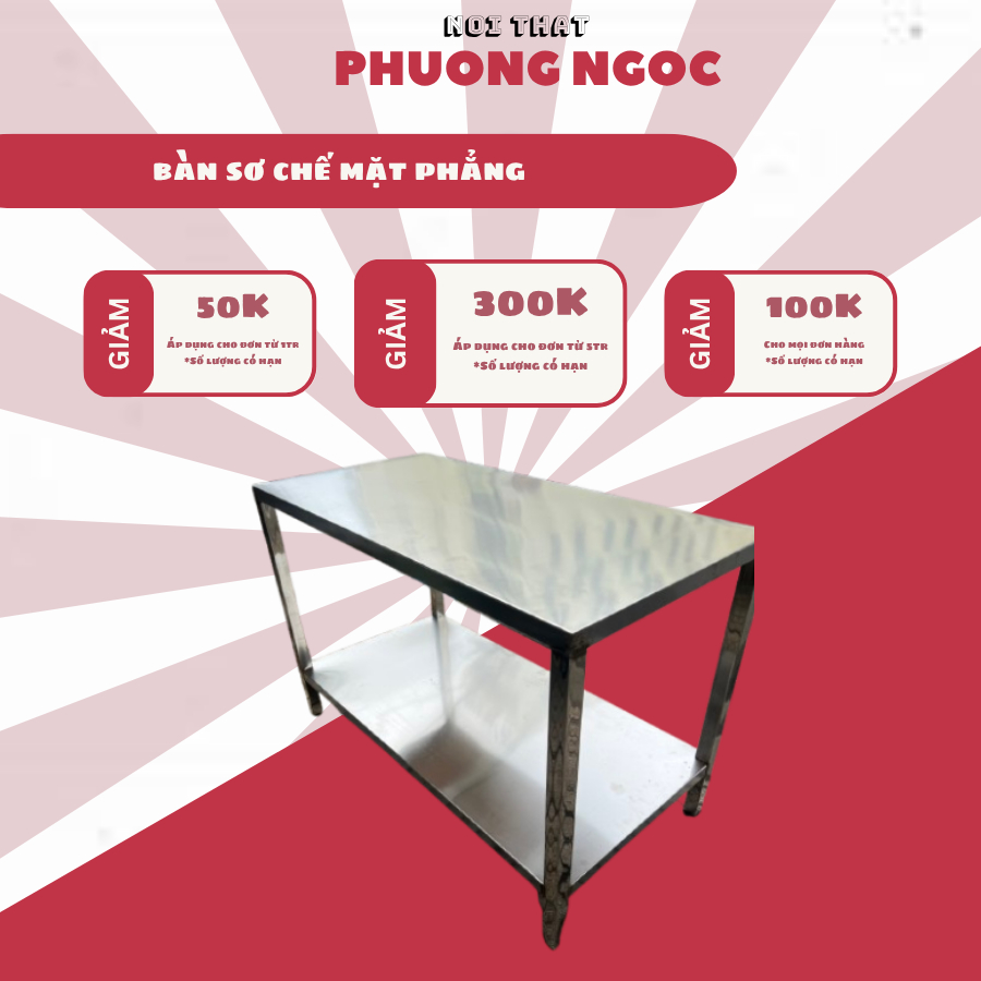 bàn inox sơ chế đủ kích thước inox 100%