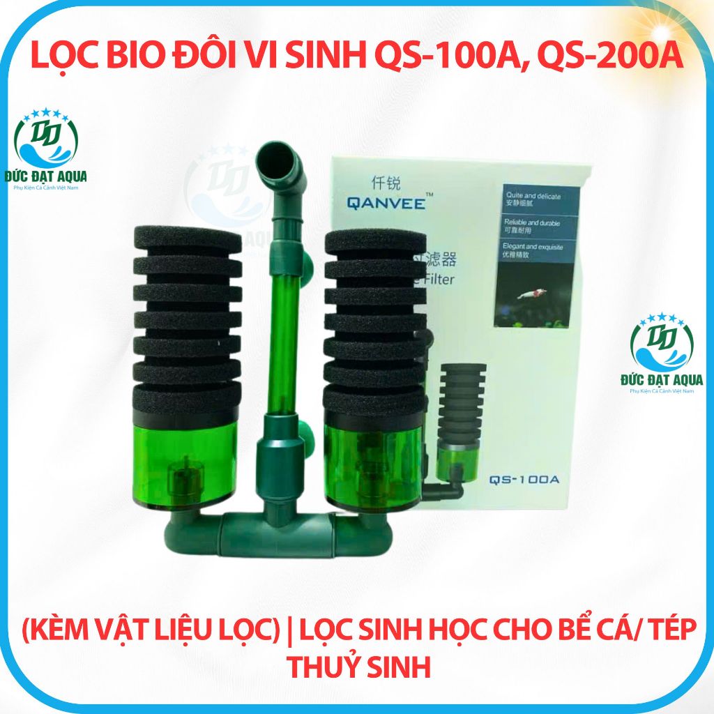 Lọc Bio Đôi vi sinh QS-100A, QS-200A (kèm vật liệu lọc) | Lọc sinh học bể cá/ tép cho hồ cá cảnh 8