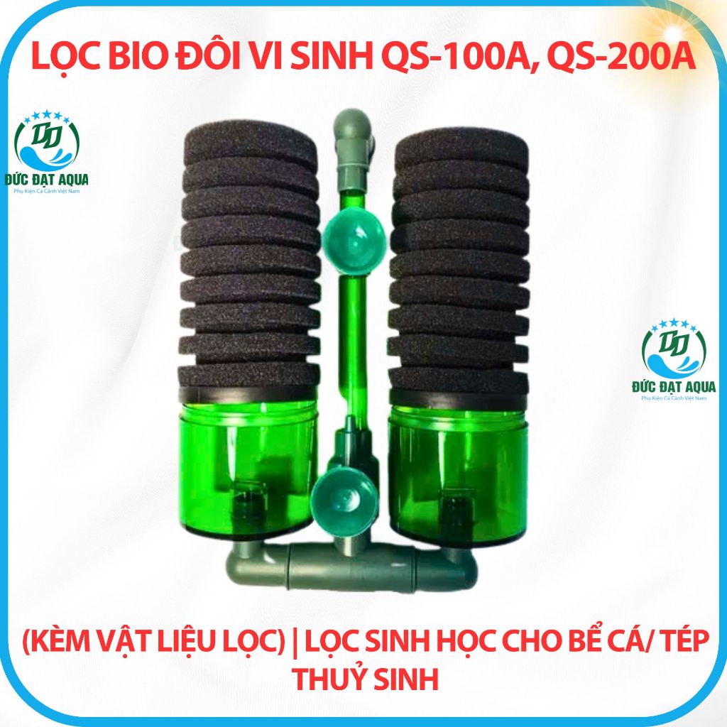 Lọc Bio Đôi vi sinh QS-100A, QS-200A (kèm vật liệu lọc) | Lọc sinh học bể cá/ tép cho hồ cá cảnh 6