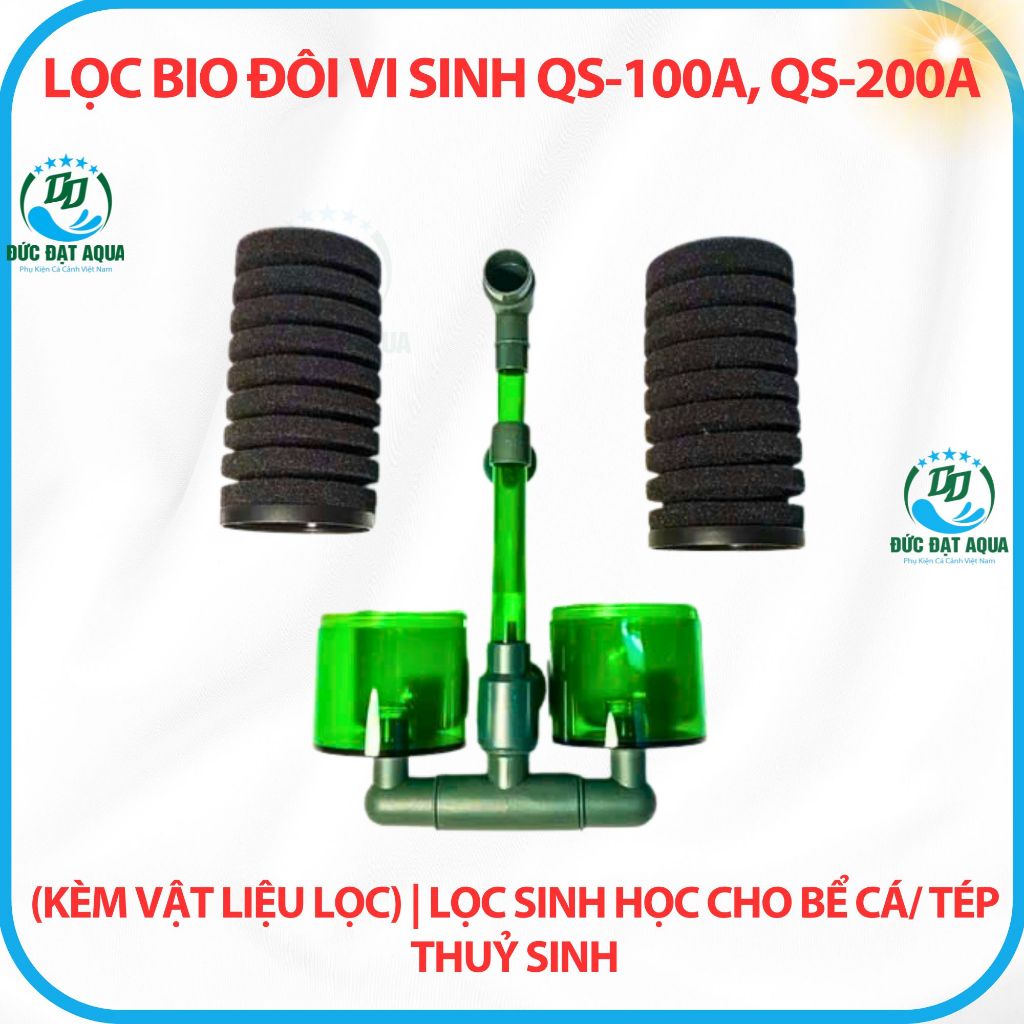 Lọc Bio Đôi vi sinh QS-100A, QS-200A (kèm vật liệu lọc) | Lọc sinh học bể cá/ tép cho hồ cá cảnh 5