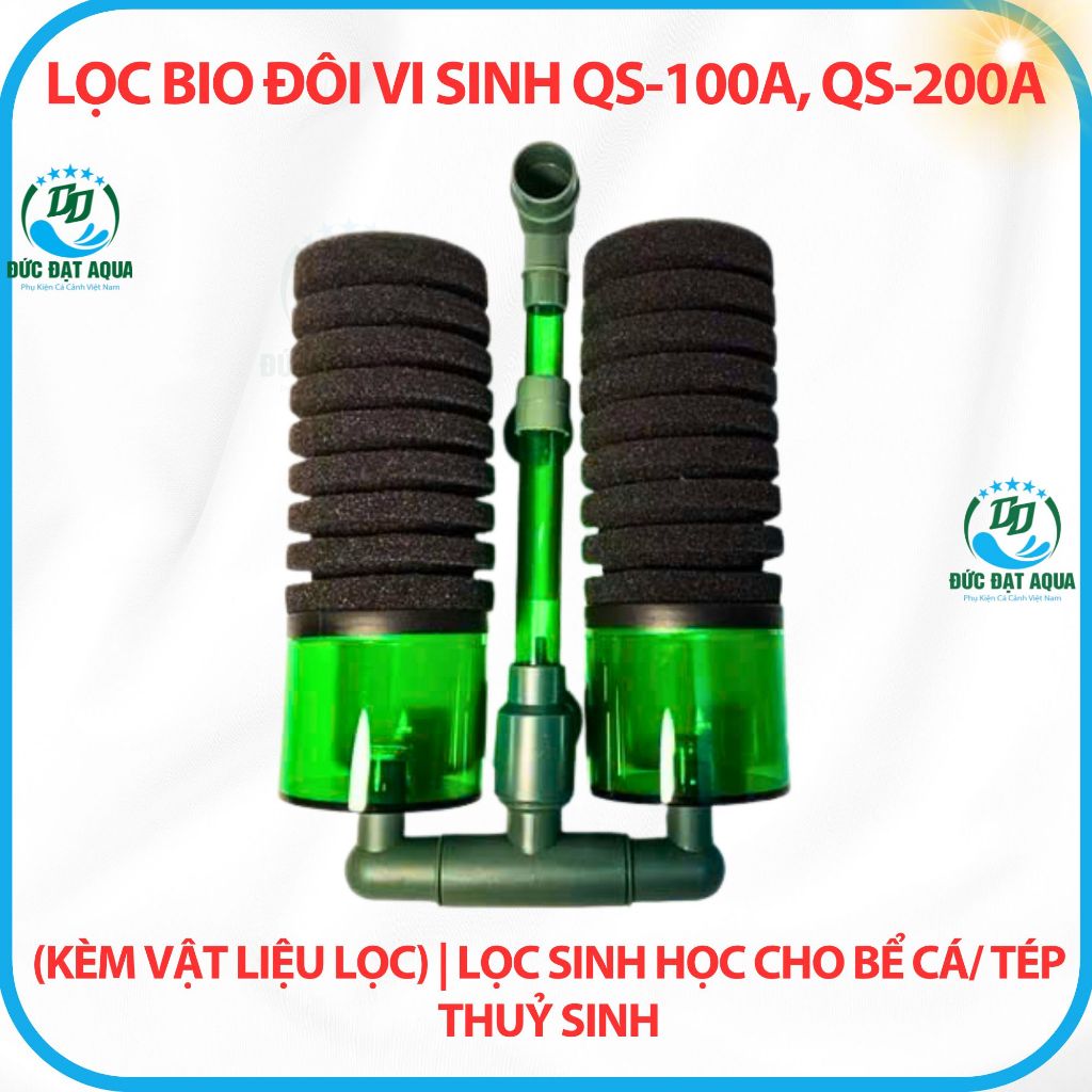 Lọc Bio Đôi vi sinh QS-100A, QS-200A (kèm vật liệu lọc) | Lọc sinh học bể cá/ tép cho hồ cá cảnh 7