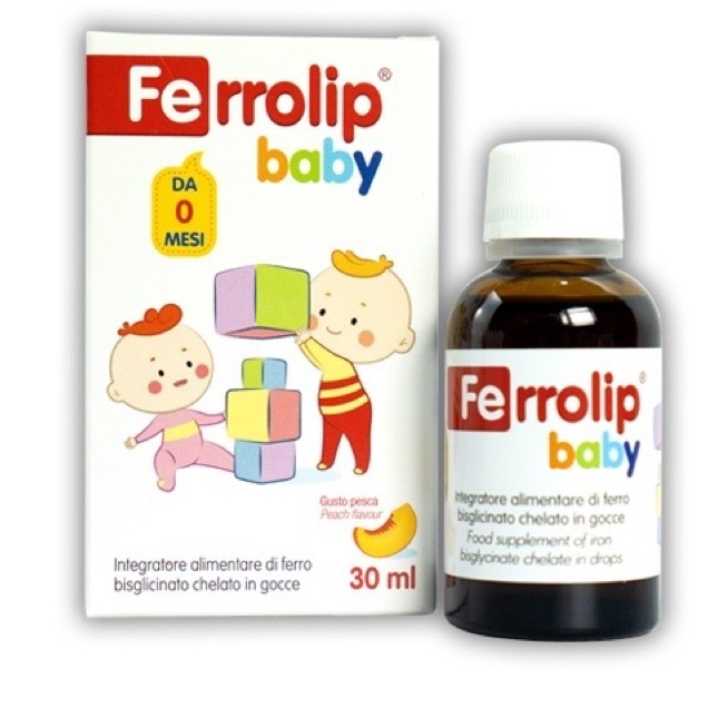 Sắt Ferrolip Baby dạng Siro Vị Đào Hỗ Trợ Bổ Sung Sắt Cho Bé chai 30ml + quà