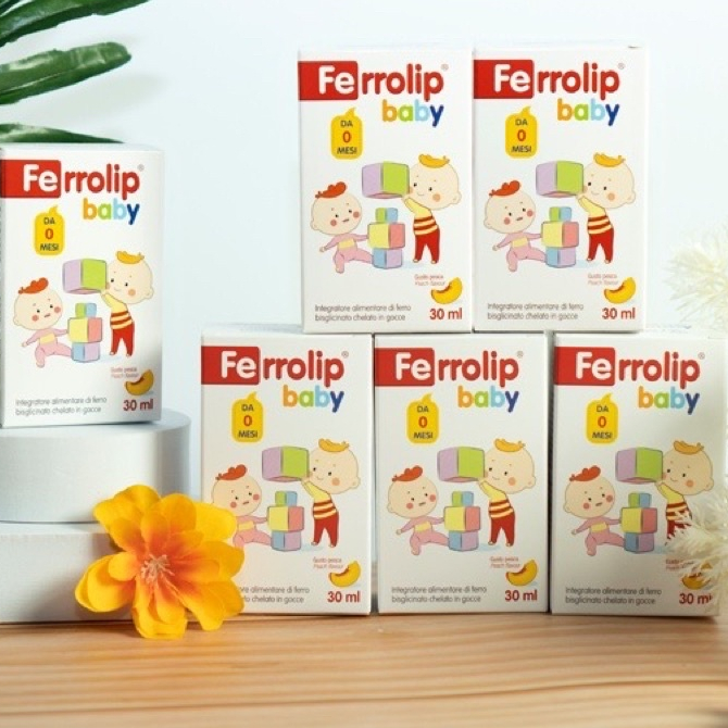 Sắt Ferrolip Baby dạng Siro Vị Đào Hỗ Trợ Bổ Sung Sắt Cho Bé chai 30ml + quà