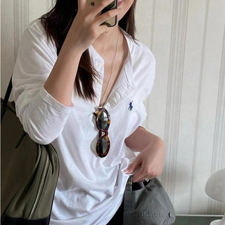 LF nhà tiền cũ ngựa chiến tranh thêu nút áo Henry áo dài tay áo T - shirt lót đáy áo nữ mùa thu LR