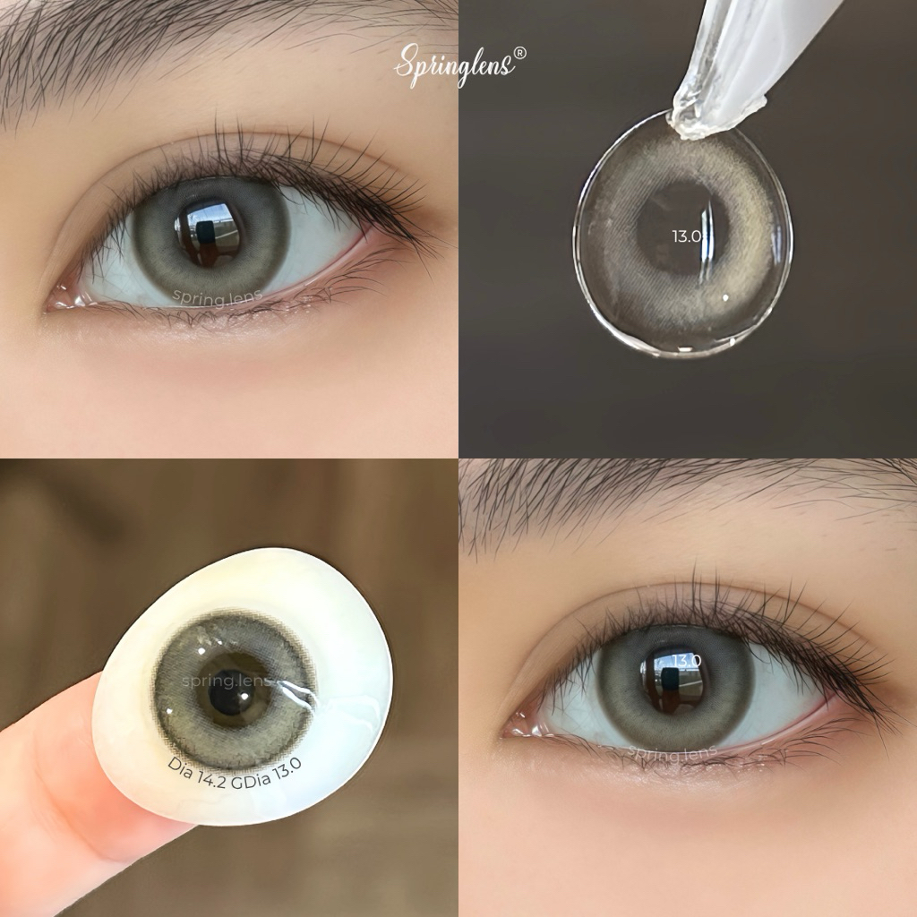 Kính áp tròng Ash Gray xám tro hiệu ứng phớt nhẹ có viền giãn tròng 3 tháng 0-7 độ | Spring Lens