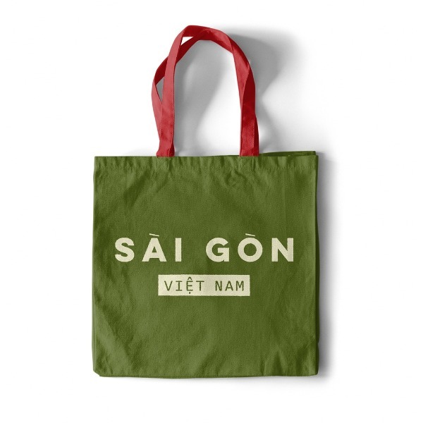 Túi vải canvas túi tote màu xanh quai đỏ Việt Nam, Sài Gòn, Đà Nẵng 63 tỉnh có khóa kéo 35x40cm du lịch đi chơi tuiedo