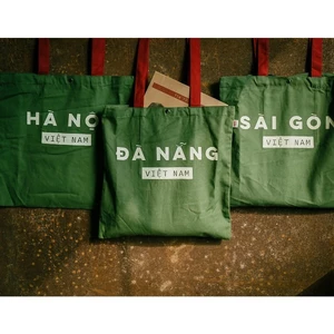 Túi vải canvas túi tote màu xanh quai đỏ Việt Nam, Sài Gòn, Đà Nẵng 63 tỉnh có khóa kéo 35x40cm du lịch đi chơi tuiedo