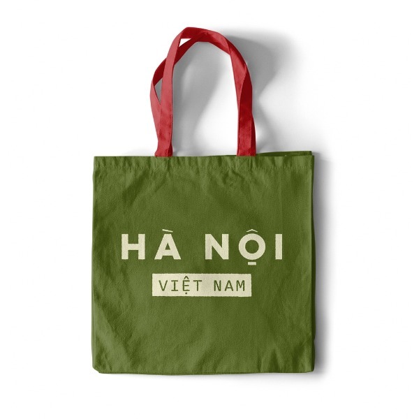 Túi vải canvas túi tote màu xanh quai đỏ Việt Nam, Sài Gòn, Đà Nẵng 63 tỉnh có khóa kéo 35x40cm du lịch đi chơi tuiedo