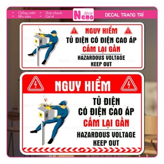 Decal Tủ Điện Có Điện Cao Áp Cấm Lại Gần, Decal Cảnh Báo Nguy Hiểm, Bảng Nhắc Nhở Có Điện, Dán Tủ, Tường, Kính.