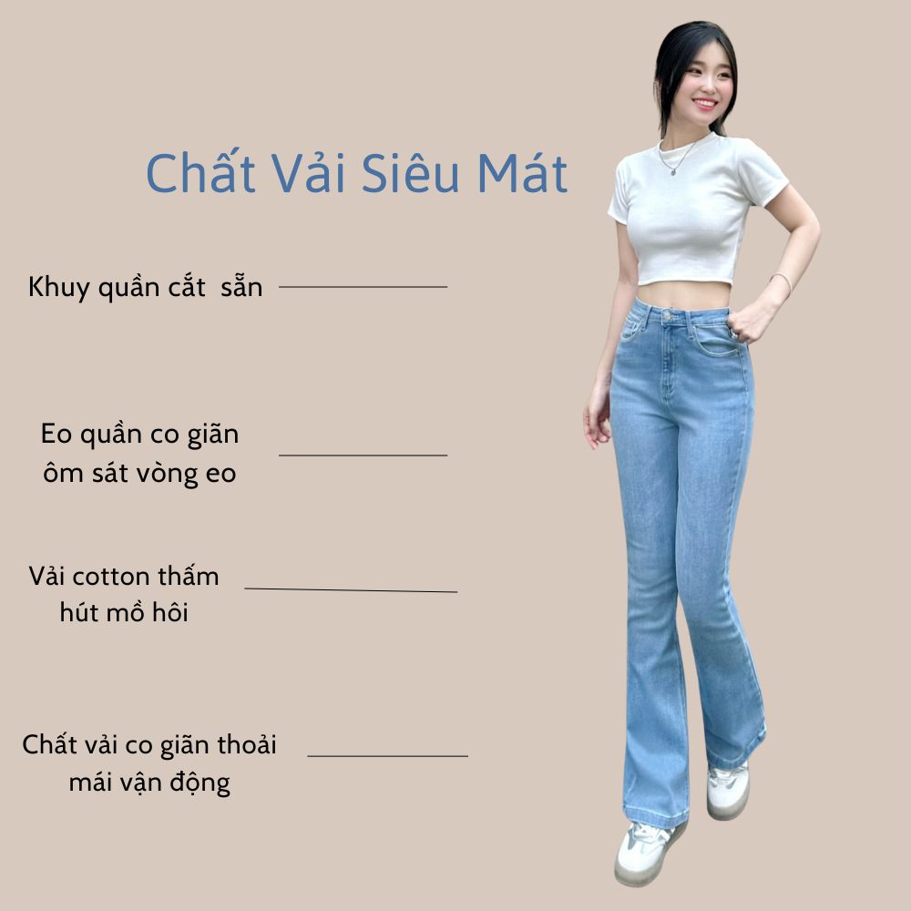 Quần jean nữ ống loe TTTHAO cao cấp dài 96cm kiểu dáng quần jeans ống bas VNXK phong cách quần jeans nữ basic s68