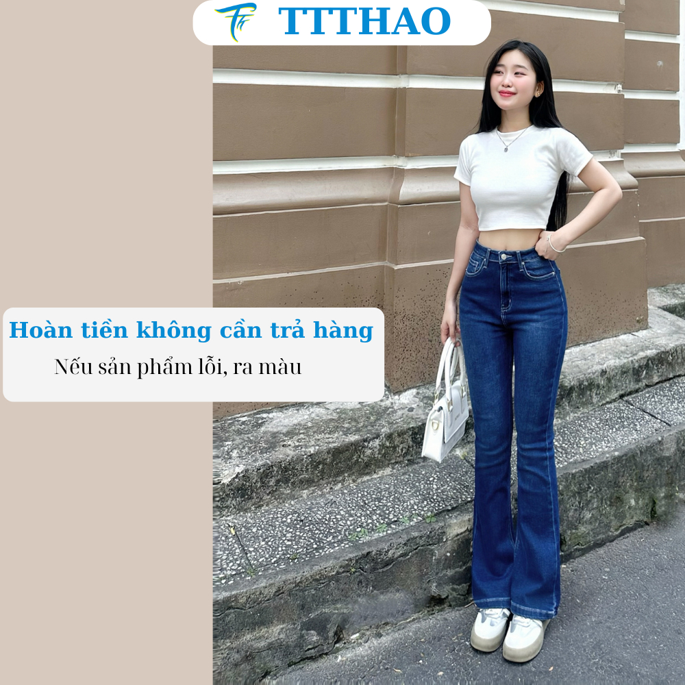 Quần jean nữ ống loe TTTHAO cao cấp dài 96cm kiểu dáng quần jeans ống bas VNXK phong cách quần jeans nữ basic s68