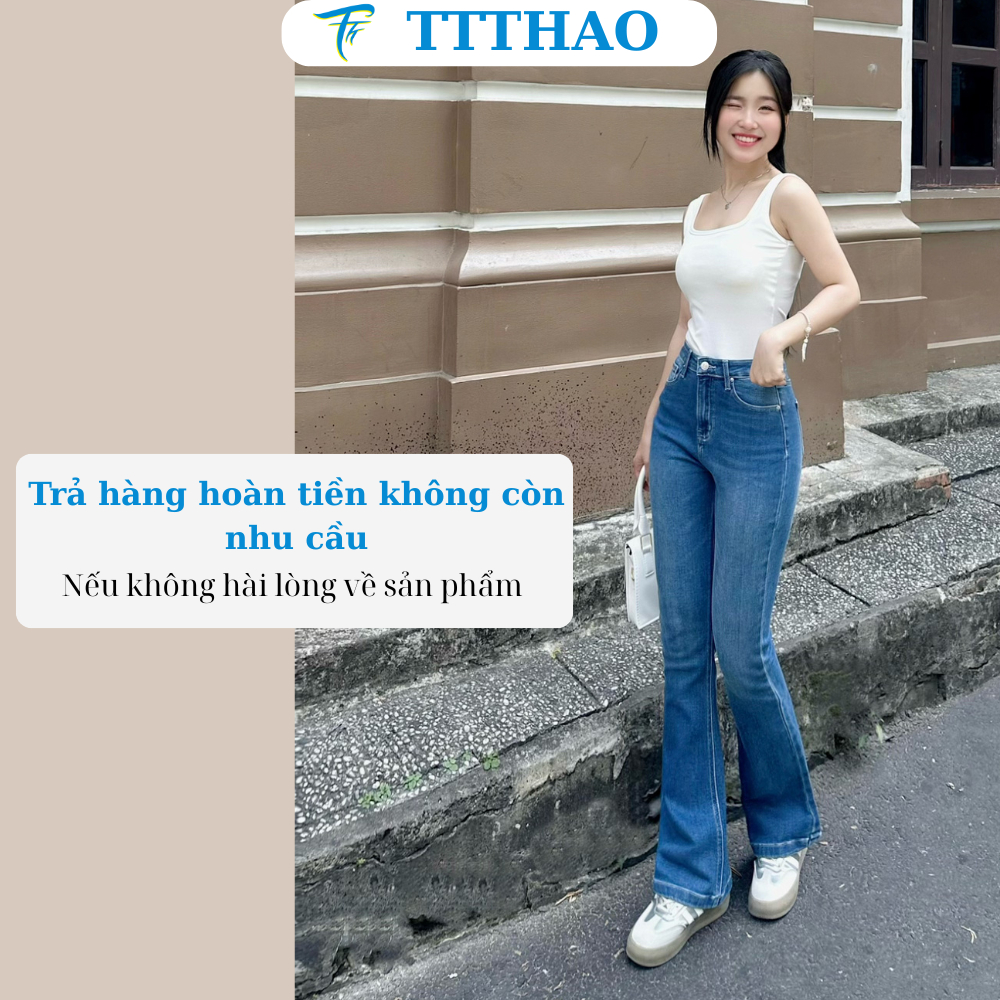 Quần jean nữ ống loe TTTHAO cao cấp dài 96cm kiểu dáng quần jeans ống bas VNXK phong cách quần jeans nữ basic s68