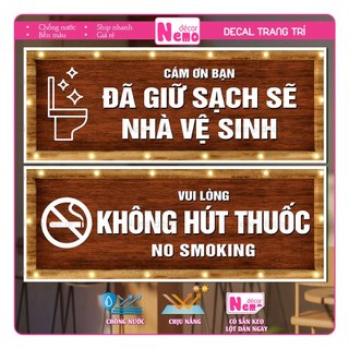 Decal Cấm Hút Thuốc, Không Hút Thuốc, Giữ Nhà Vệ Sinh Sạch Sẽ Sticker Trang Trí Dán Cửa Dán Kính, Tường, Gỗ, Chống Nước