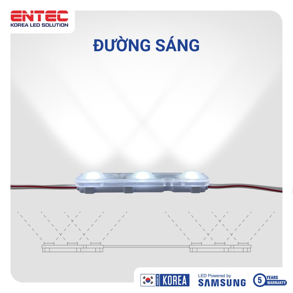Dây Led hắt 3 bóng Samsung, Đèn Led trang trí màu 6500K siêu sáng