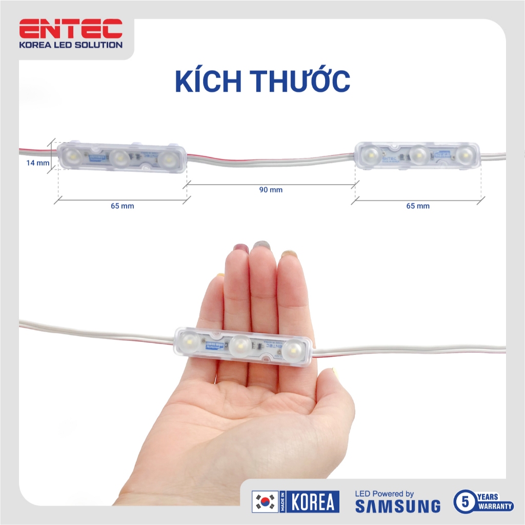 Dây Led hắt 3 bóng Samsung, Đèn Led trang trí màu 6500K siêu sáng