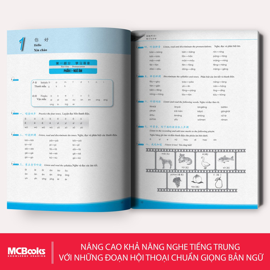 Combo Sách - Giáo trình Phát Triển Hán Ngữ Nghe Sơ Cấp 1 + Sơ Cấp 2 - Học Kèm App Online