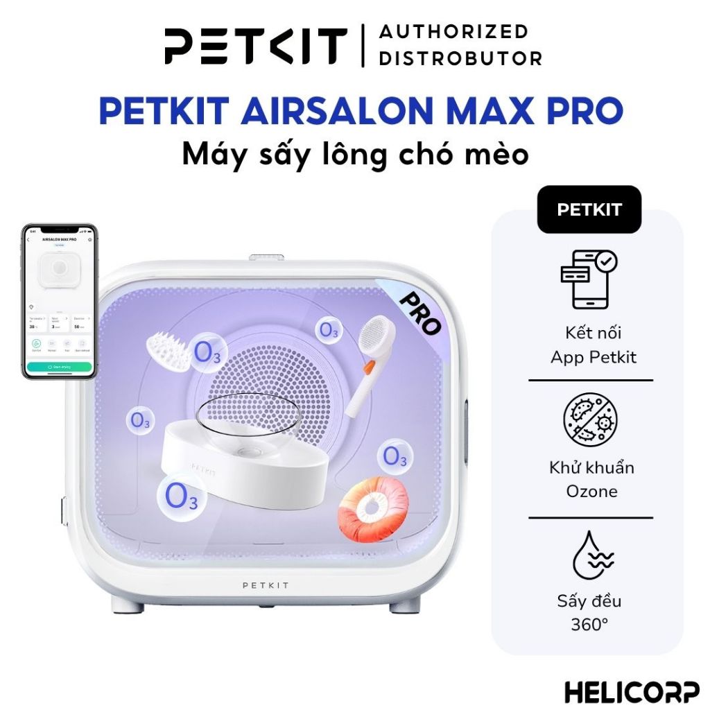 Máy Sấy Lông Cho Chó Mèo Petkit Air Salon Max Pro 2026, Sấy Nhanh Khô, Lông Mượt, Khử Khuẩn Ozone
