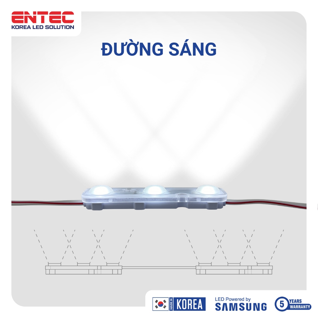 Đèn led Samsung Hàn Quốc 3 bóng điện 12V IP68 màu 10000k chống nước tuyệt đối tuổi thọ siêu bền