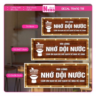 Decal Không Bỏ Giấy Vào Bồn Cầu, Nhớ Dội Nước, Sticker Trang Trí Dán Cửa Dán Kính, Tường, Gỗ, Chống Nước.