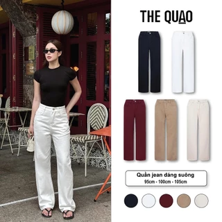 THE QUẠO - Quần Jean Nữ Lưng Cao Ống Suông Nhiều Màu Basic ( Dài 95cm - 100cm - 105cm)