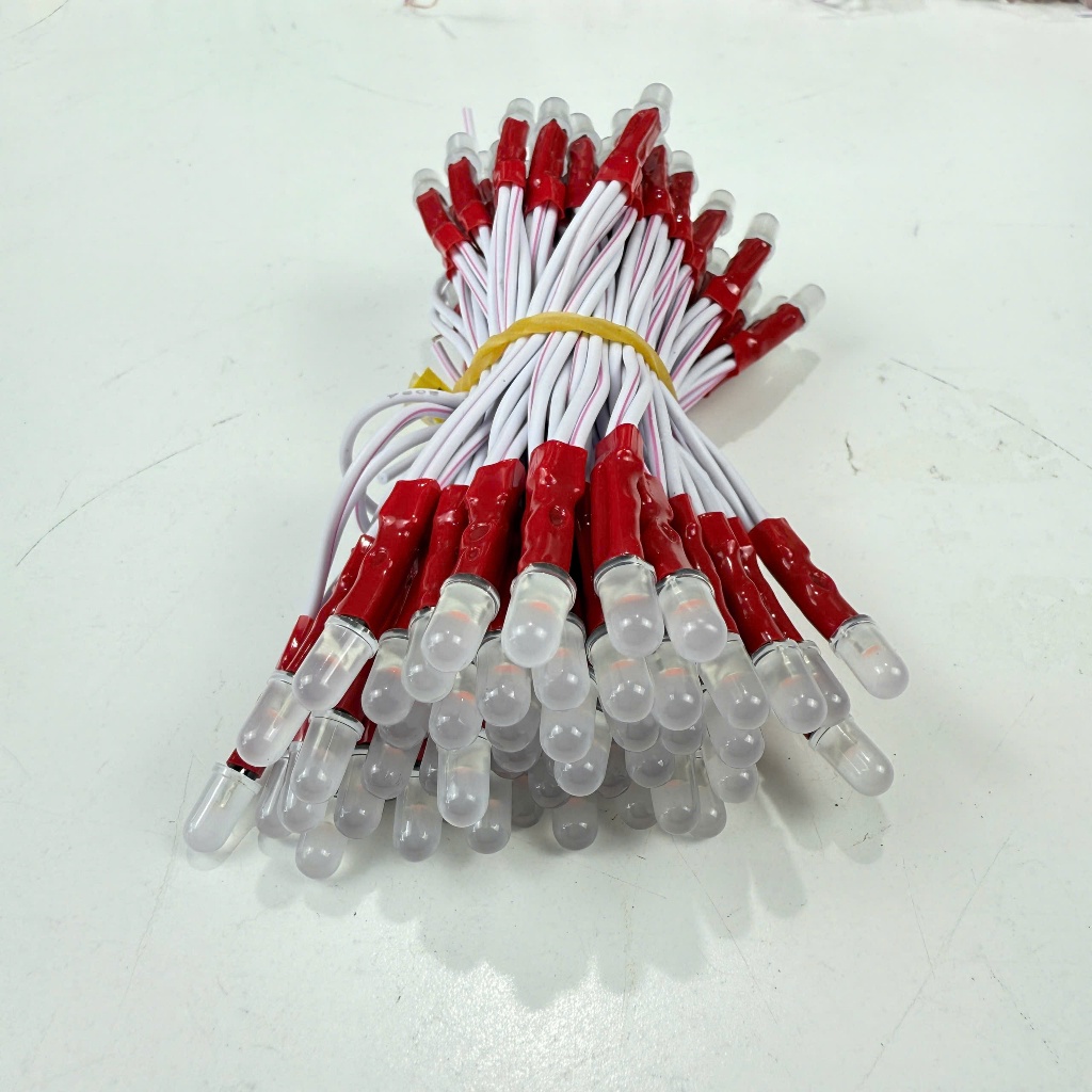 (Nhiều màu) Giá 1 bó 100 bóng led ruồi 5V và 12V - 5mm - chống nước làm bảng hiệu, hộp đèn, chạy chữ