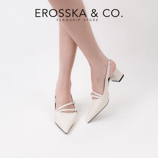 EROSSKA - Giày cao gót mũi nhọn phối dây kiểu dáng thanh lịch cao 5.5cm màu kem - EH068
