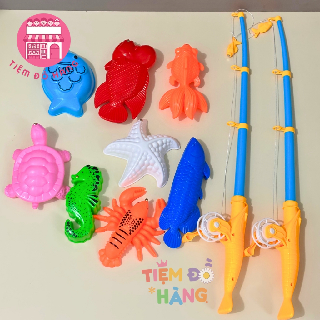 Bộ Đồ Chơi Nước Câu Cá Có Nam Châm Cho Bé Túi Câu Cá Nước 2 Cần Với Nhiều Loại Cá Màu Sắc Sáng Tạo