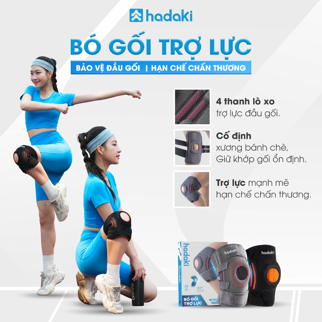 Combo 2 Bó Gối Trợ Lực HADAKI – Cố Định Khớp Gối, Chống Chấn Thương Khi Tập Thể Thao, Gym, Chạy Bộ