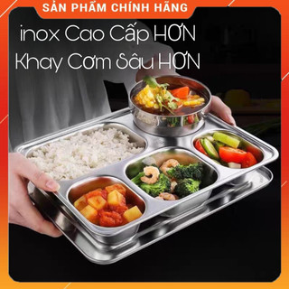 Khay cơm văn phòng, 4 ngăn,  5 ngăn inox 304 inox 201 kích thước 22*28 sâu 4cm cao cấp