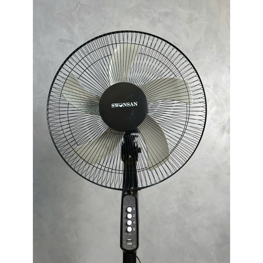 Quạt SWONSAN 12V Chính Hãng – 3 Tốc Độ Gió, Có Cổng USB, Dùng Điện 220V Hoặc Bình Ắc Quy