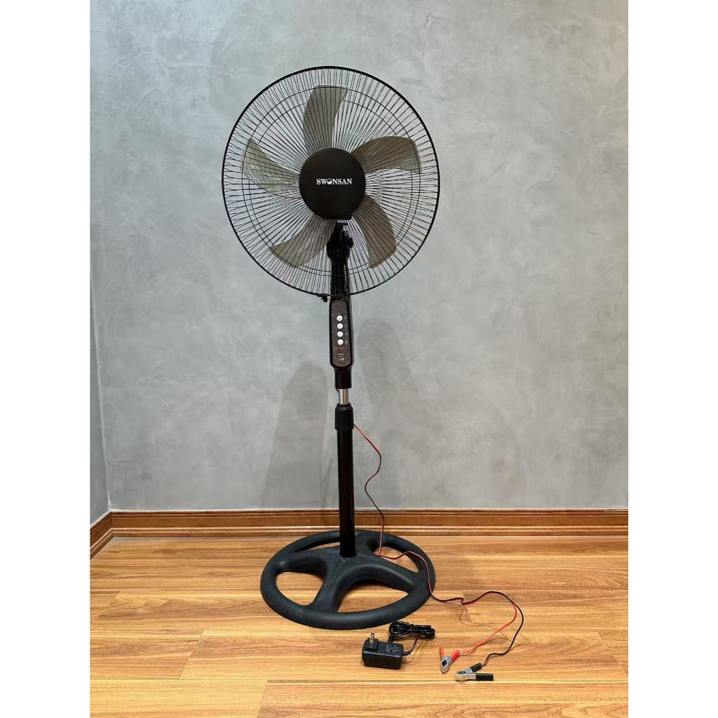 Quạt SWONSAN 12V Chính Hãng – 3 Tốc Độ Gió, Có Cổng USB, Dùng Điện 220V Hoặc Bình Ắc Quy